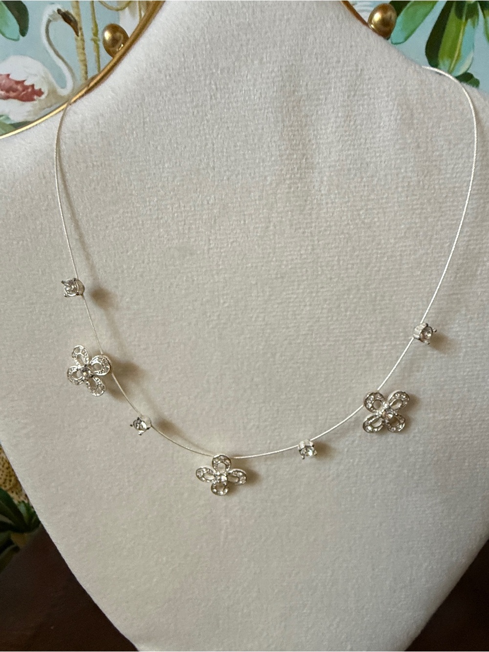 Crystal Flowers on wire chain